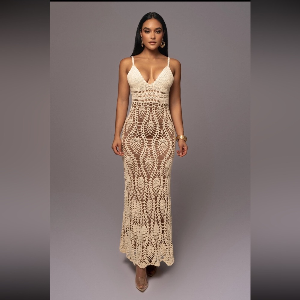 Jluxlabel Ivory Great Escape Crochet Maxi Dress